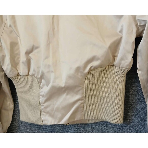 Bebe Vintage Y2K Cropped Moto Bomber Jacket Size M RARE Tan Beige Gold 00s Zip - Picture 9 of 9